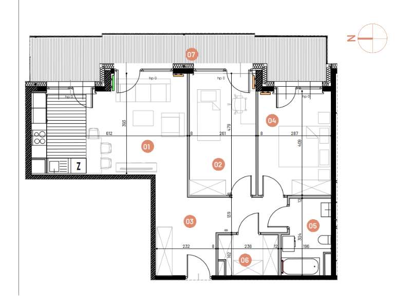 Mieszkanie, 65.95m², 3 pokoje, 5 piętro, B-KLM12-LM40, Nowe Horyzonty - Pełny obrazek: 2/14