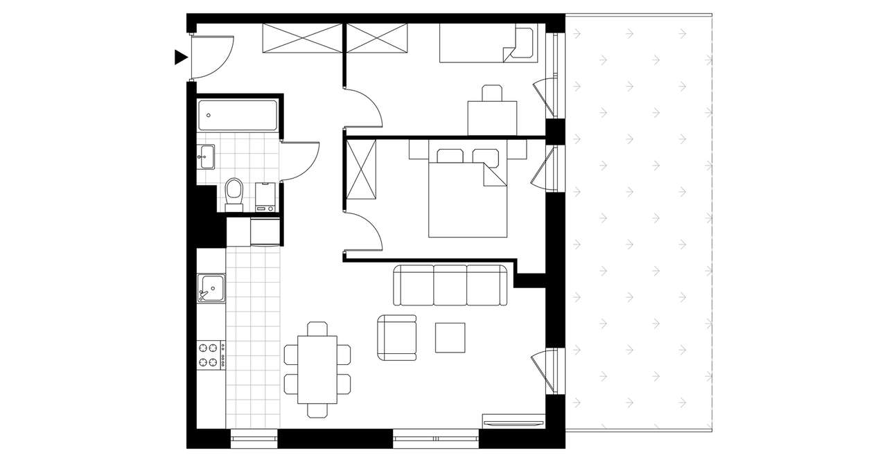 3-pokojowe mieszkanie 58m2 + ogródek Bezpośrednio - Pełny obrazek: 3/7