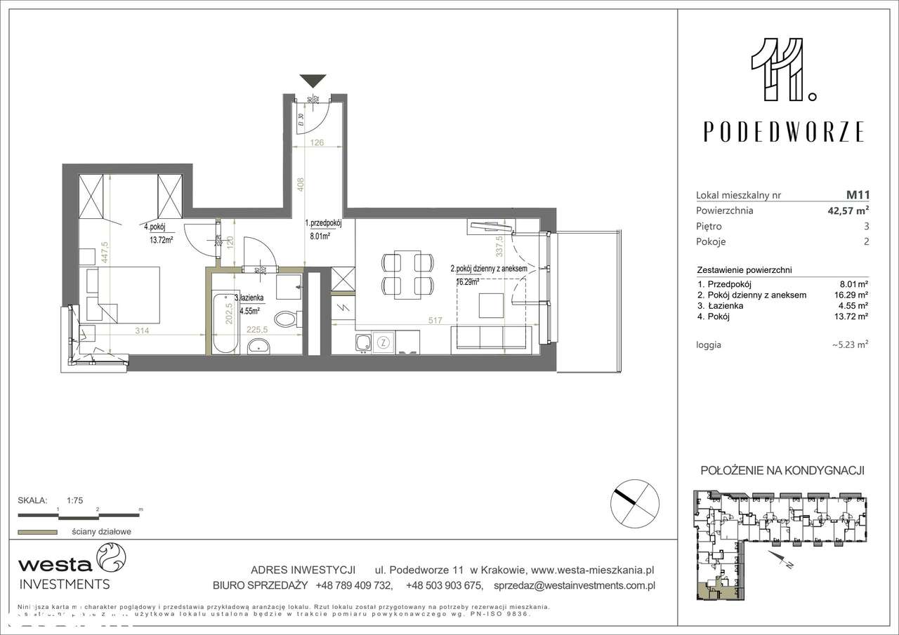 2-pokojowe mieszkanie 42m2 + loggia - Pełny obrazek: 2/5