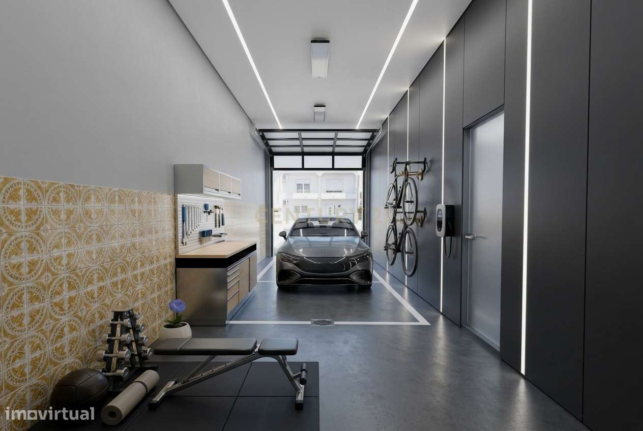 Moradia T3 Térrea Contemporânea com Piscina e Zona Lounge Exterior em-6