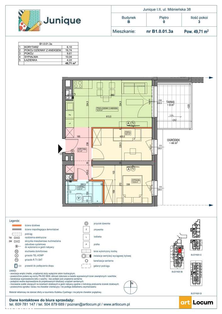 3-pokojowe mieszkanie 49m2 + ogródek Bezpośrednio - Pełny obrazek: 2/9
