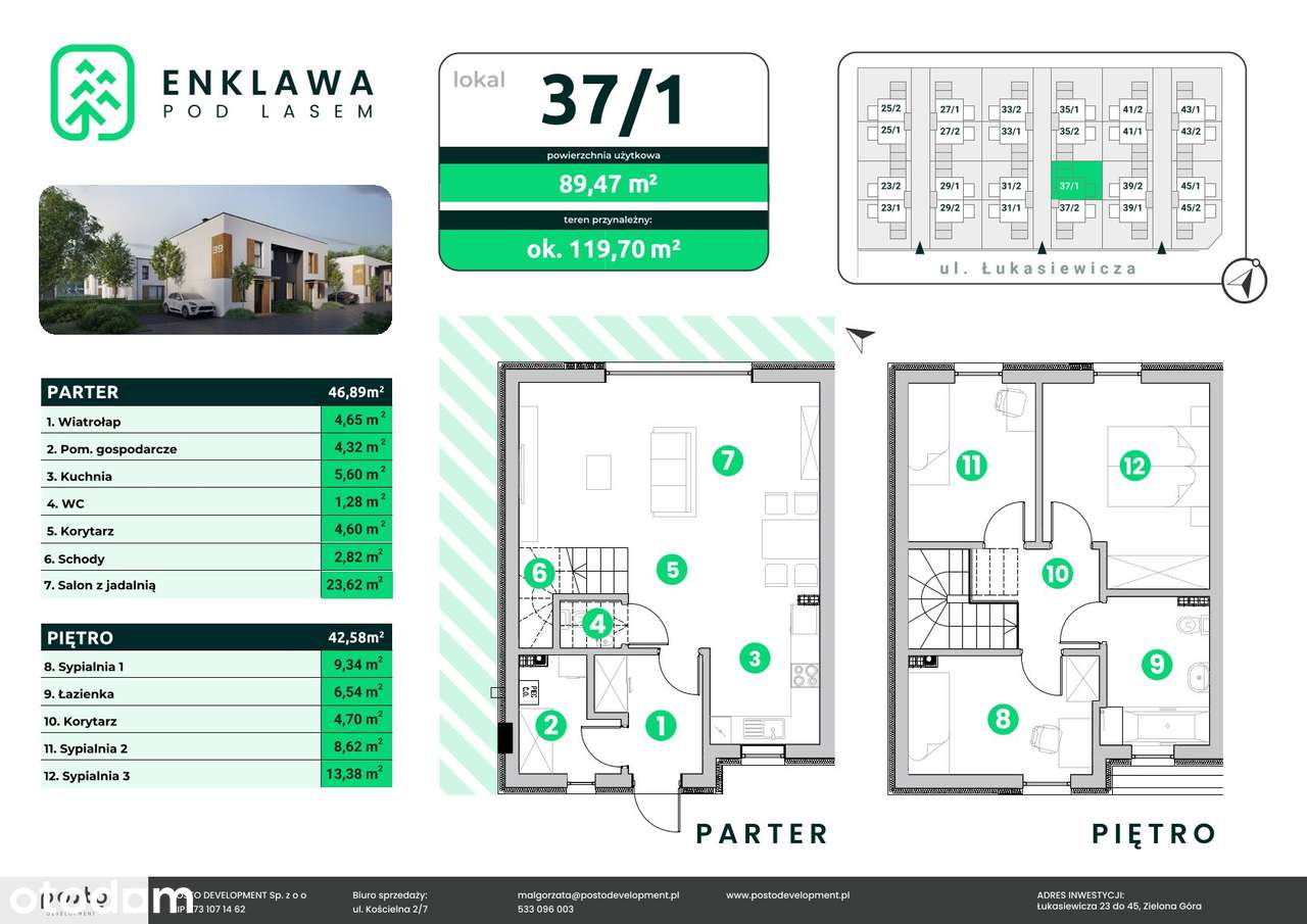 Enklawa pod lasem - 37/1, ogród, 2 miejsca postojowe, 4 pokoje - Pełny obrazek: 2/10