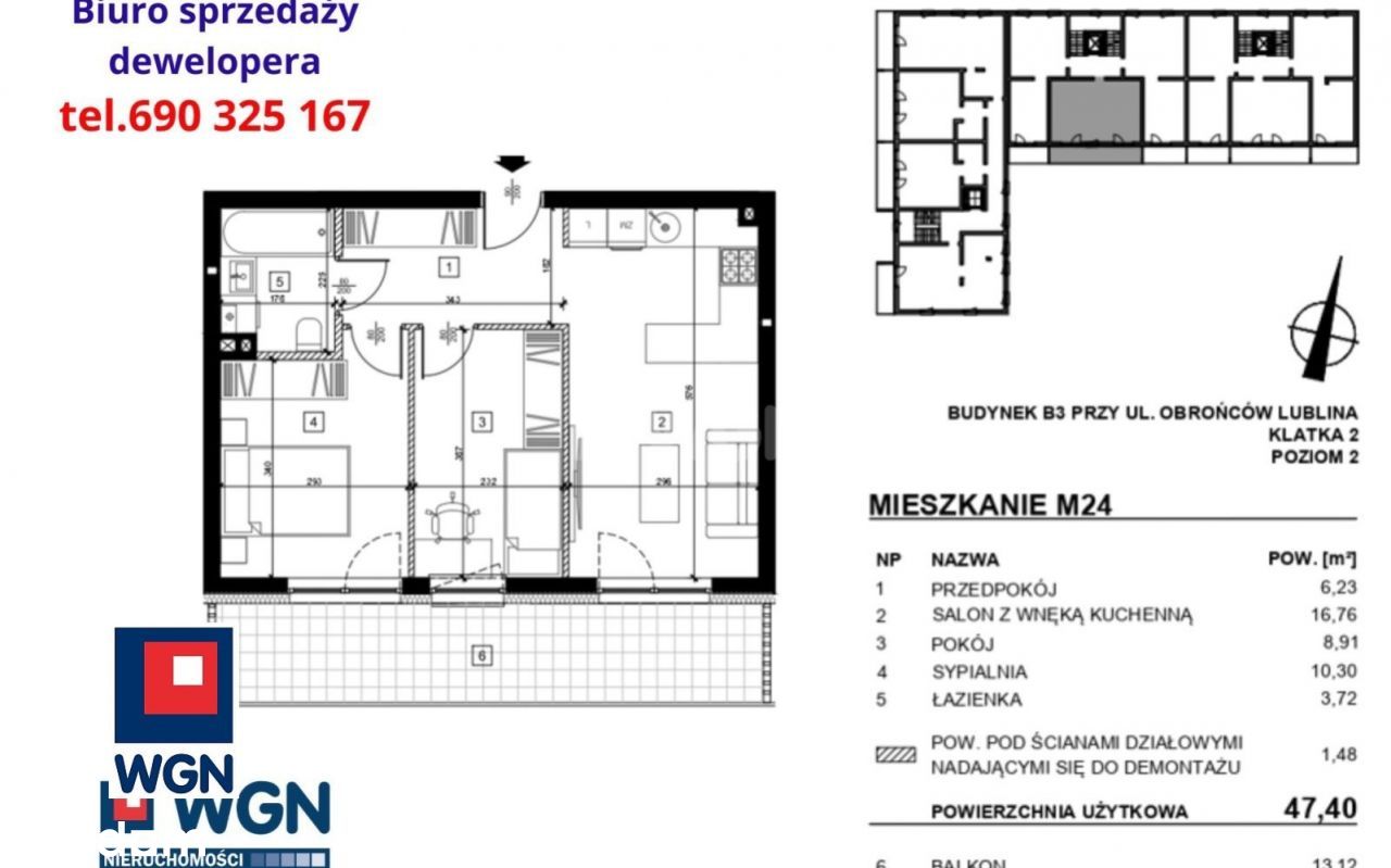 Mieszkanie, 47,40 m², Lublin