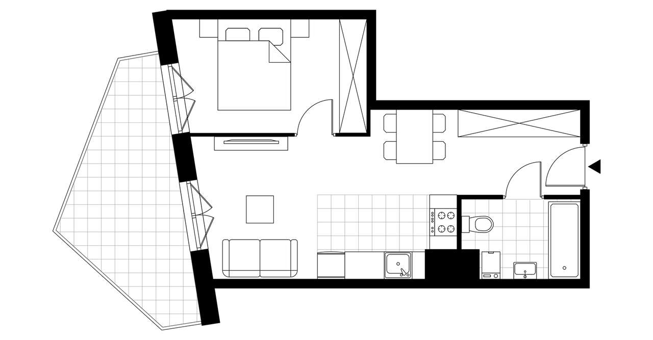 2-pokojowe mieszkanie 37m2 + loggia Bezpośrednio - Pełny obrazek: 4/9