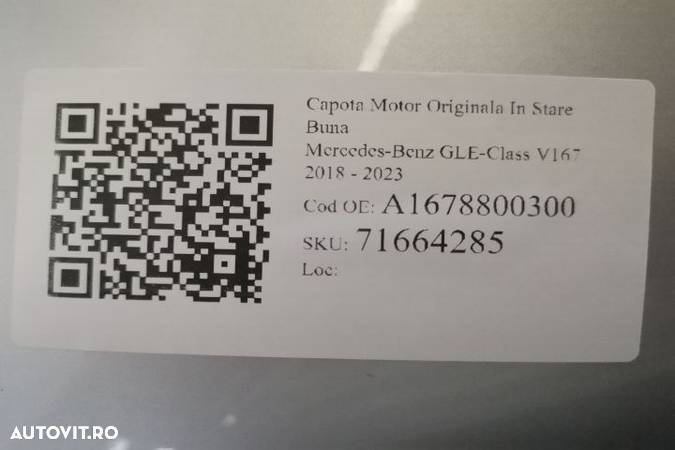 Capota Motor Originala In Stare Buna Mercedes-Benz GLE-Class V167 201 - 7