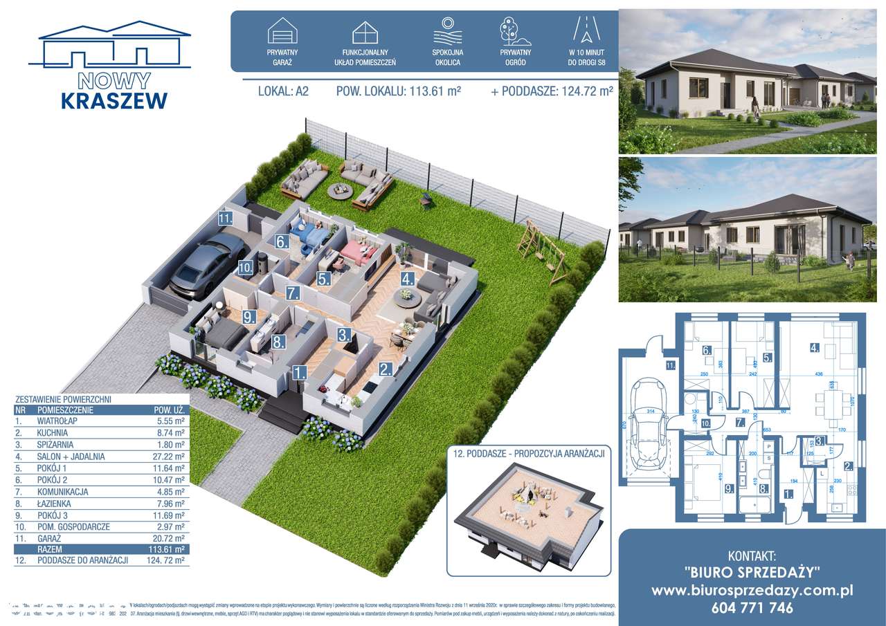 POŁÓWKA BLIŹNIAKA Z GARAŻEM+DZIAŁKA+PODJAZD - Pełny obrazek: 2/11