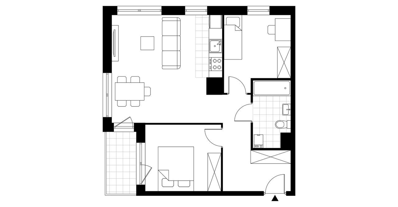 3-pokojowe mieszkanie 56m2 + loggia Bezpośrednio - Pełny obrazek: 3/8