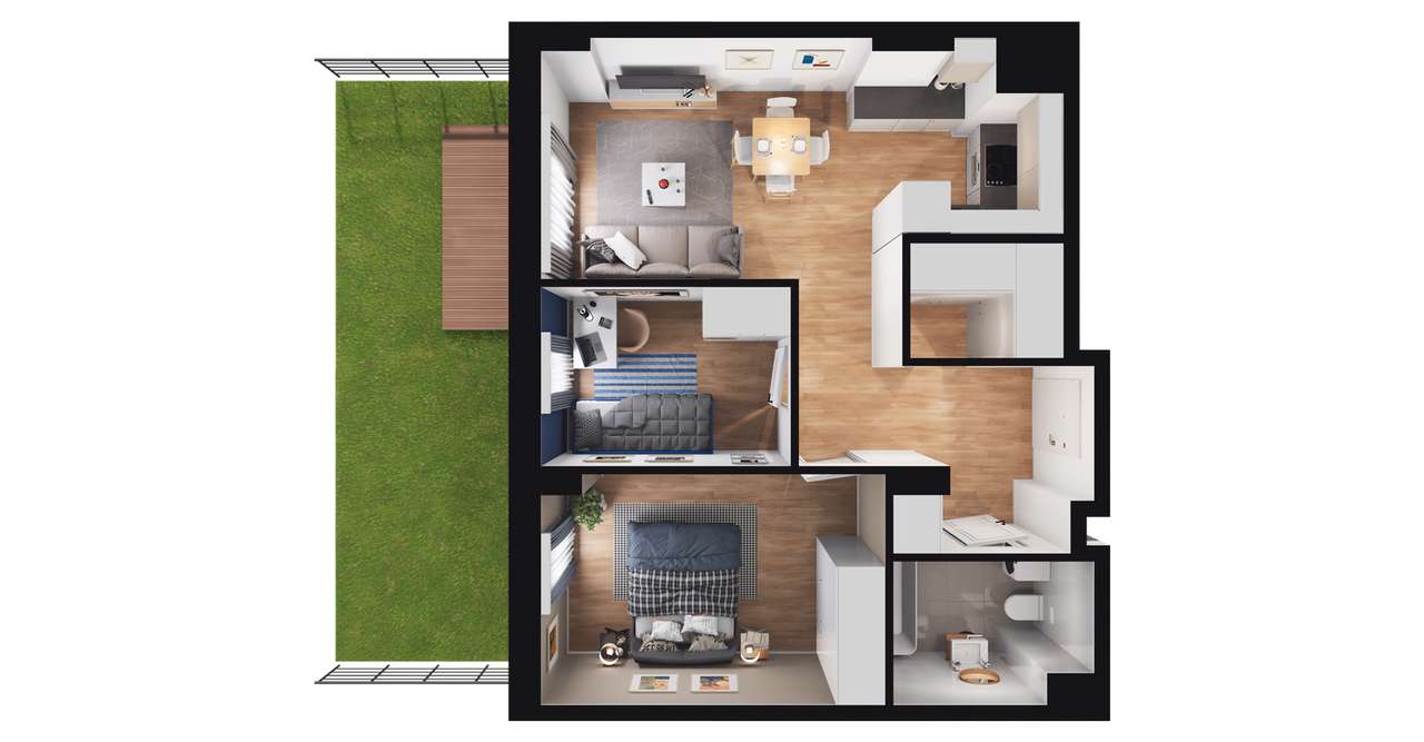 3-pokojowe mieszkanie 52m2 + ogródek Bez Prowizji - Pełny obrazek: 2/8