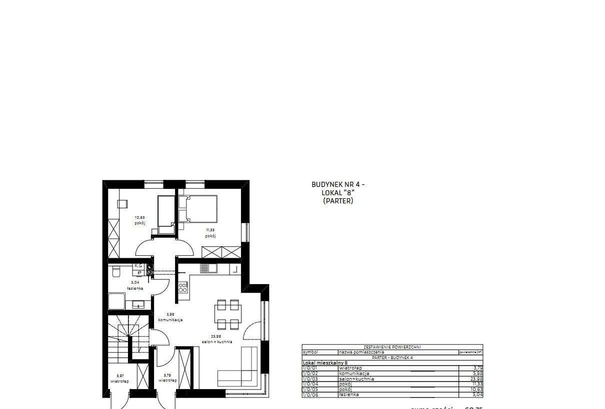 Mieszkanie na parterze nr 8, z 125 metrowym ogródkiem. - Pełny obrazek: 3/8
