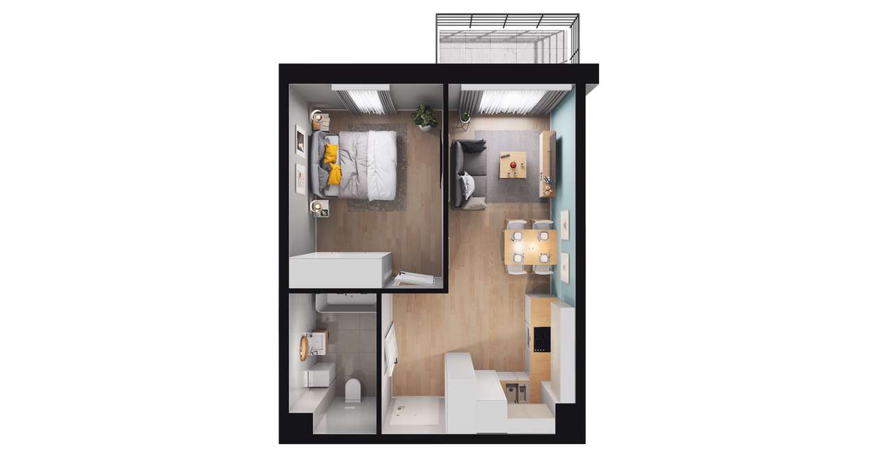 2-pokojowe mieszkanie 36m2 + balkon Bez Prowizji - Pełny obrazek: 2/8