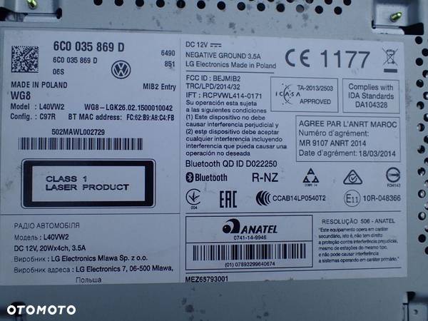 RADIO VW POLO 6C0035869D RADOM - 3