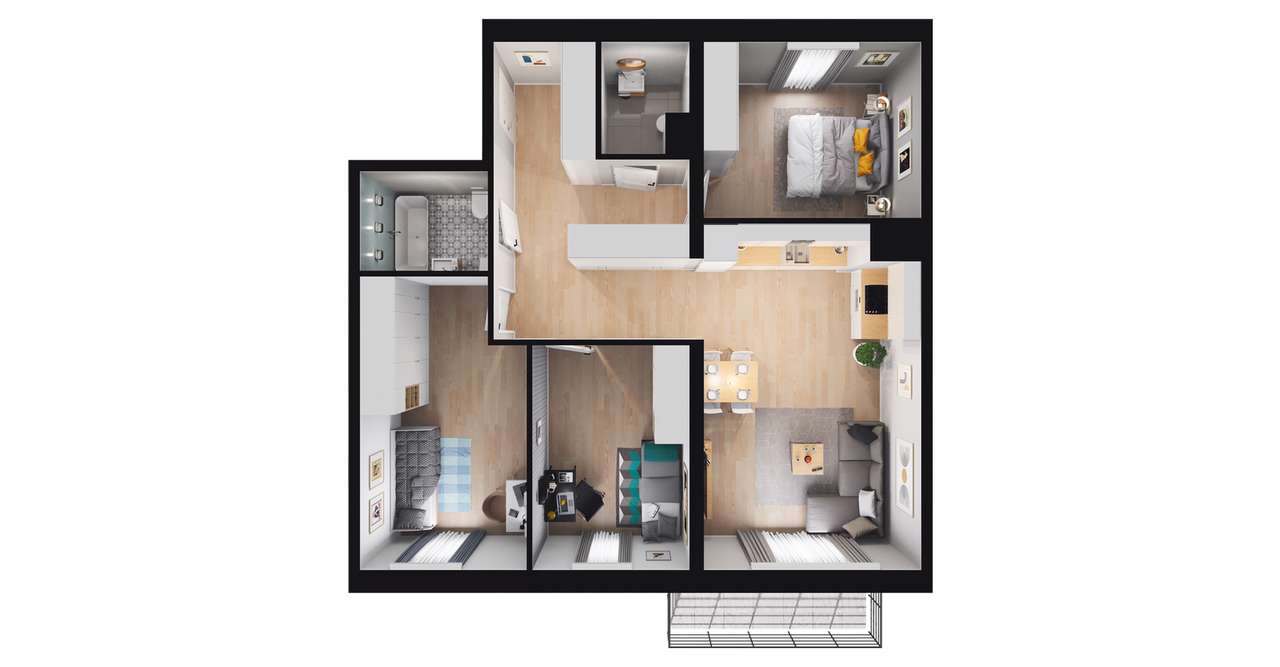 4-pokojowe mieszkanie 79m2 + balkon - Pełny obrazek: 2/8