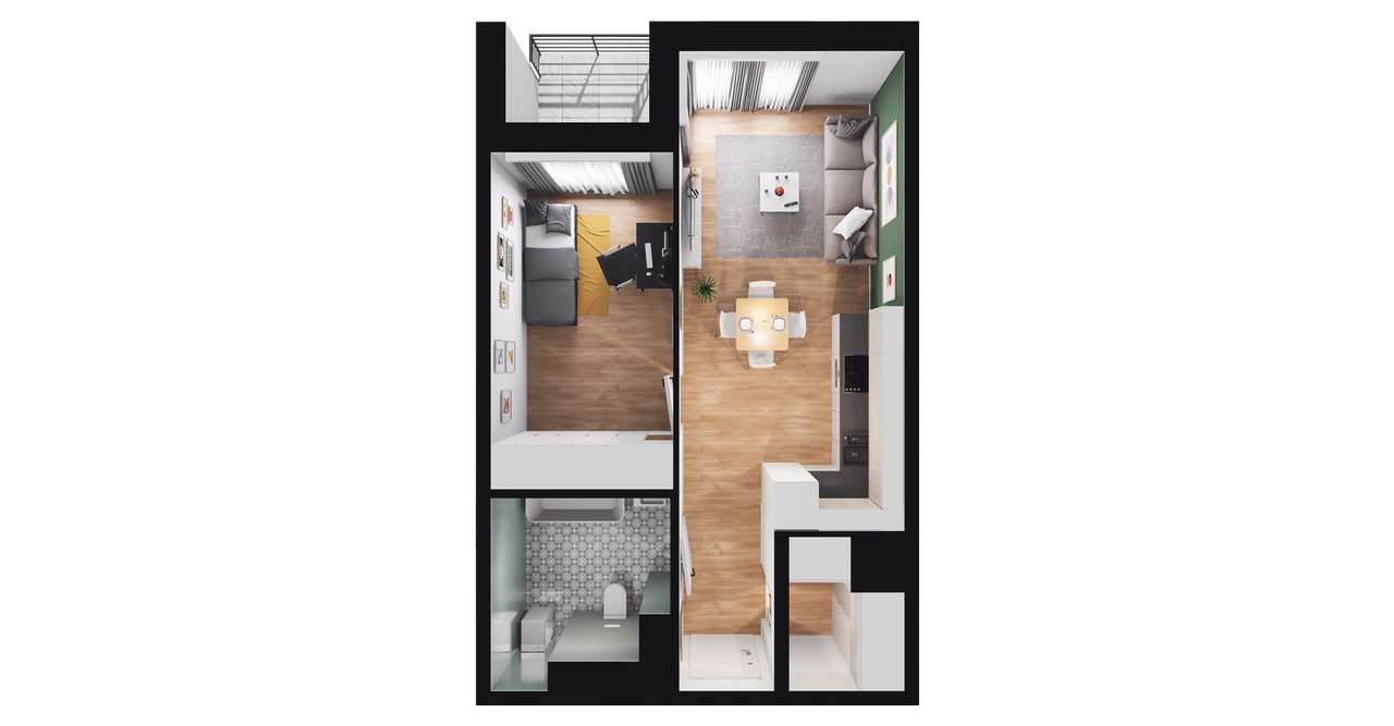 2-pokojowe mieszkanie 40m2 + taras Bez Pośredników - Pełny obrazek: 2/8