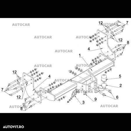 Carlig de remorcare pentru Volkswagen Crafter - L3 platforma - sistem semidemontabil -cu suruburi - - din 2006/07 - - 3