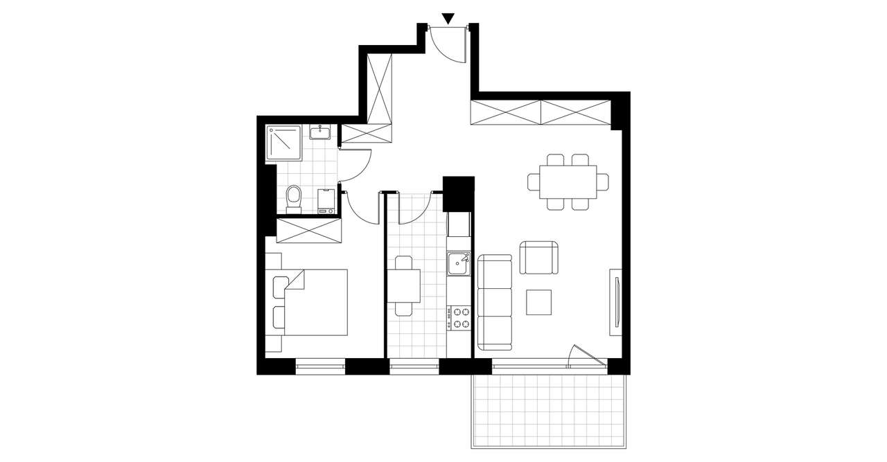 2-pokojowe mieszkanie 52m2 + balkon - Pełny obrazek: 3/8