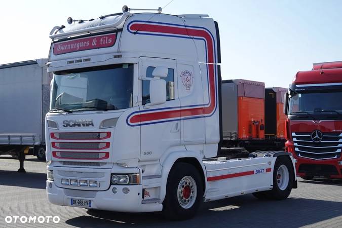 Scania R 580 / V8 / TOPLINE / RETARDER / SKÓRY / KLIMA POSTOJOWA / EURO 6 - 1