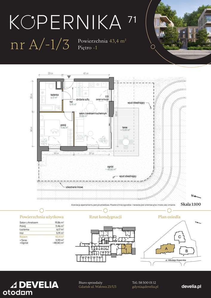 2-pokojowe mieszkanie 43m2 + ogródek Bez Prowizji - Pełny obrazek: 2/9