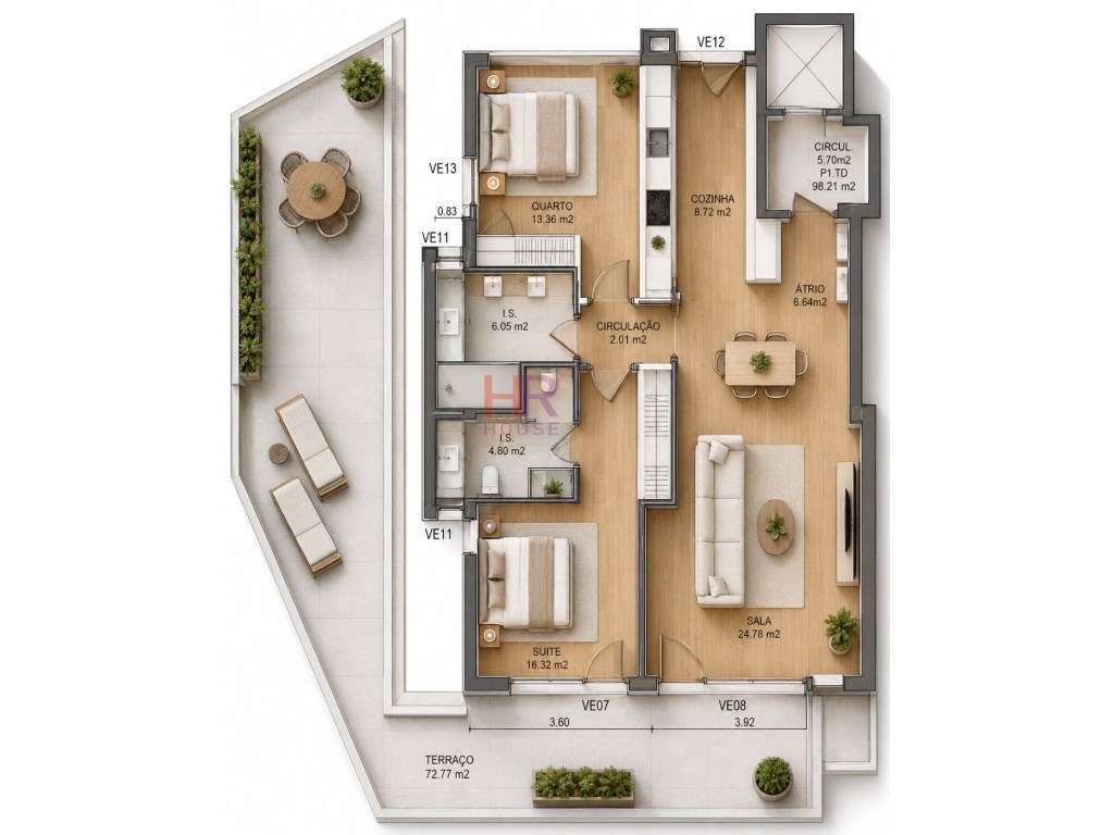 Apartamento T2 contemporâneo em construção, com varandas e vista pa...-0