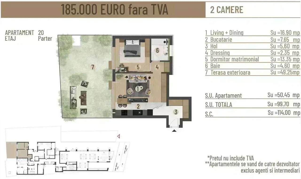 Apartament de 2 Camere | Finisaje Premiu | Curte Superba | - Imagine principală: 4/8