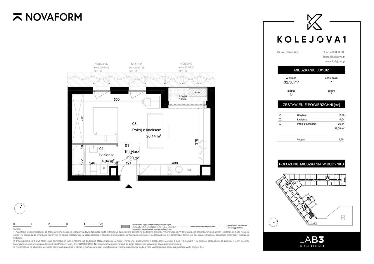 Kolejova 1 | mieszkanie 1-pok. | C.01.02 - Pełny obrazek: 2/7