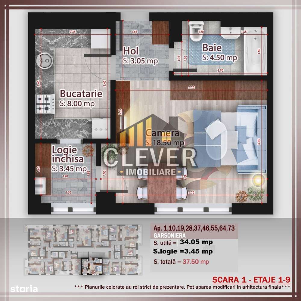 Garsoniera decomandata Theodor Pallady Metrou Nicolae Teclu - Imagine principală: 2/8