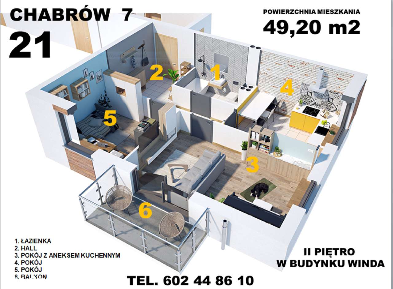 Oława 3 pokoje-IIp-49,20m2-balkon-klimatyzacja-winda-po odbiorach - Pełny obrazek: 4/16