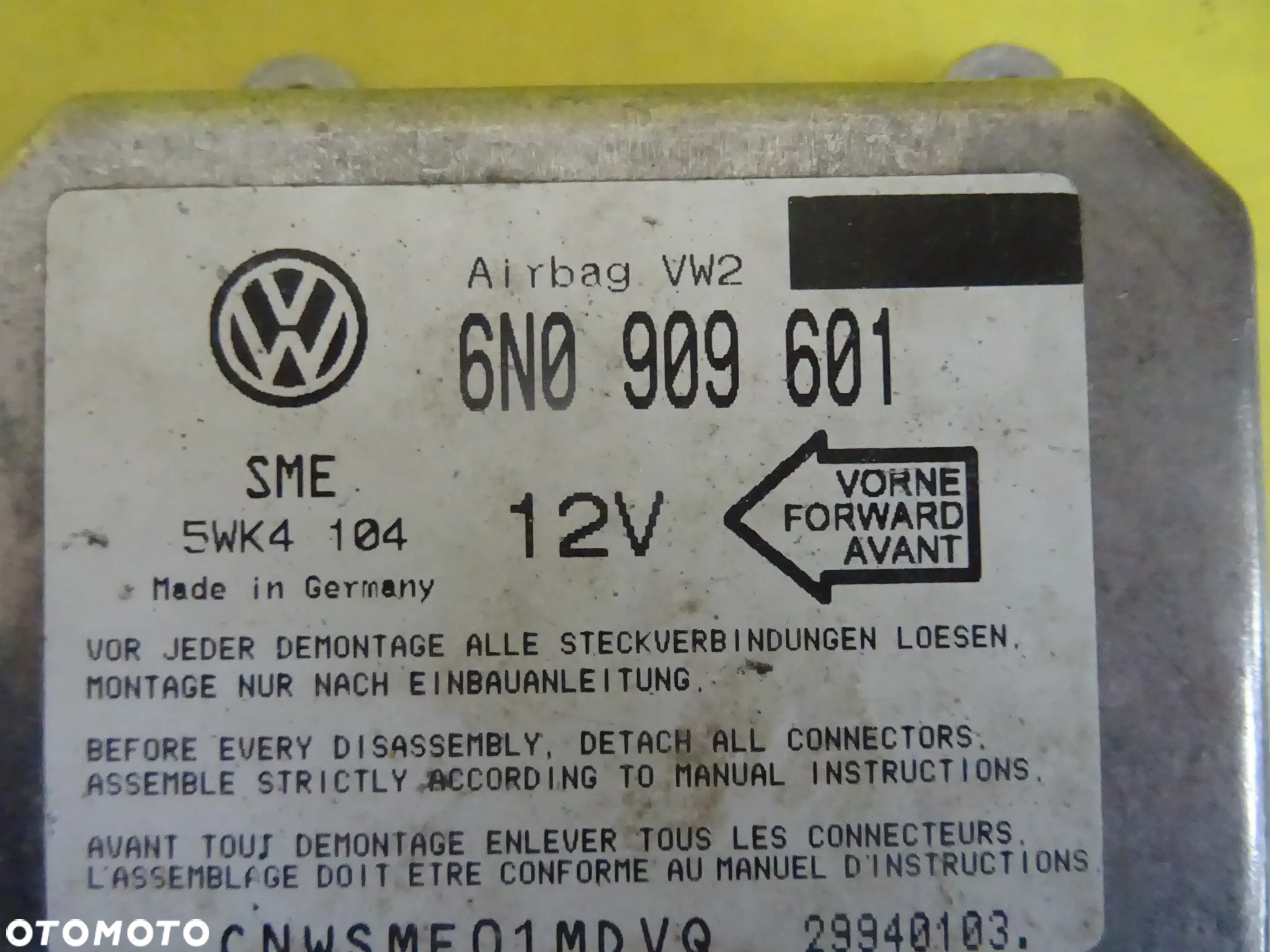 MODUŁ SENSOR AIRBAG VW PASSAT B4  6N0909601 5WK4104  NR255 - 2