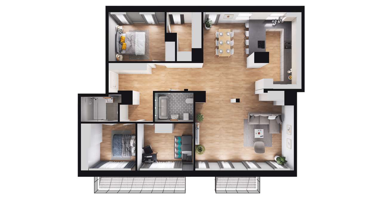 4-pokojowe mieszkanie 118m2 + 2 balkony - Pełny obrazek: 2/8