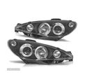 FARÓIS ANGEL EYES CCFL PARA PEUGEOT 206 H4 98-06 FUNDO PRETO - 1