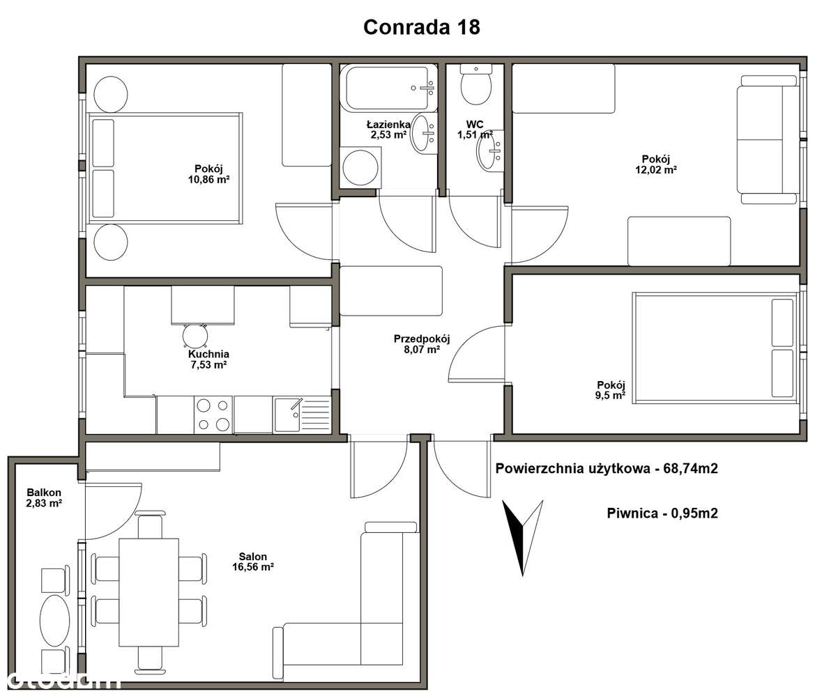 4 pokoje | Bielany | Conrada | zielona okolica - Pełny obrazek: 3/16