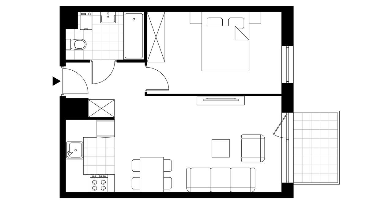 2-pokojowe mieszkanie 41m2 + balkon Bez Prowizji - Pełny obrazek: 3/8
