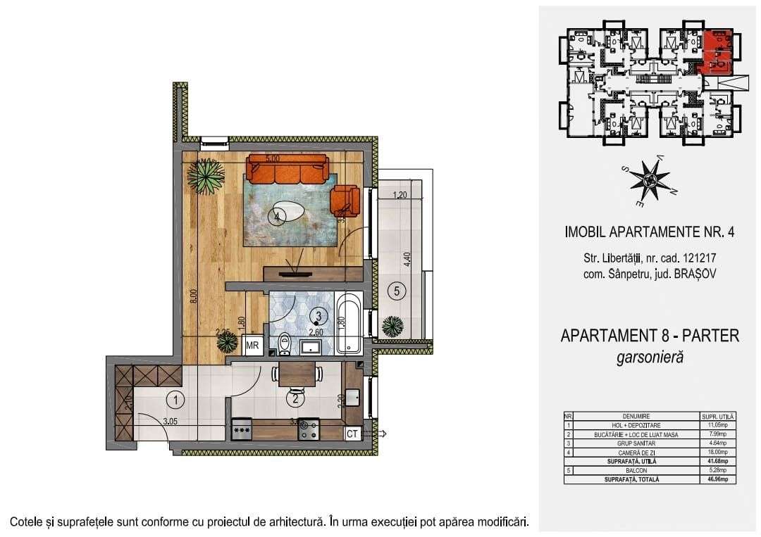 Garsonieră parter Orizont Residence Sânpetru (preț fără TVA) - Imagine principală: 4/13