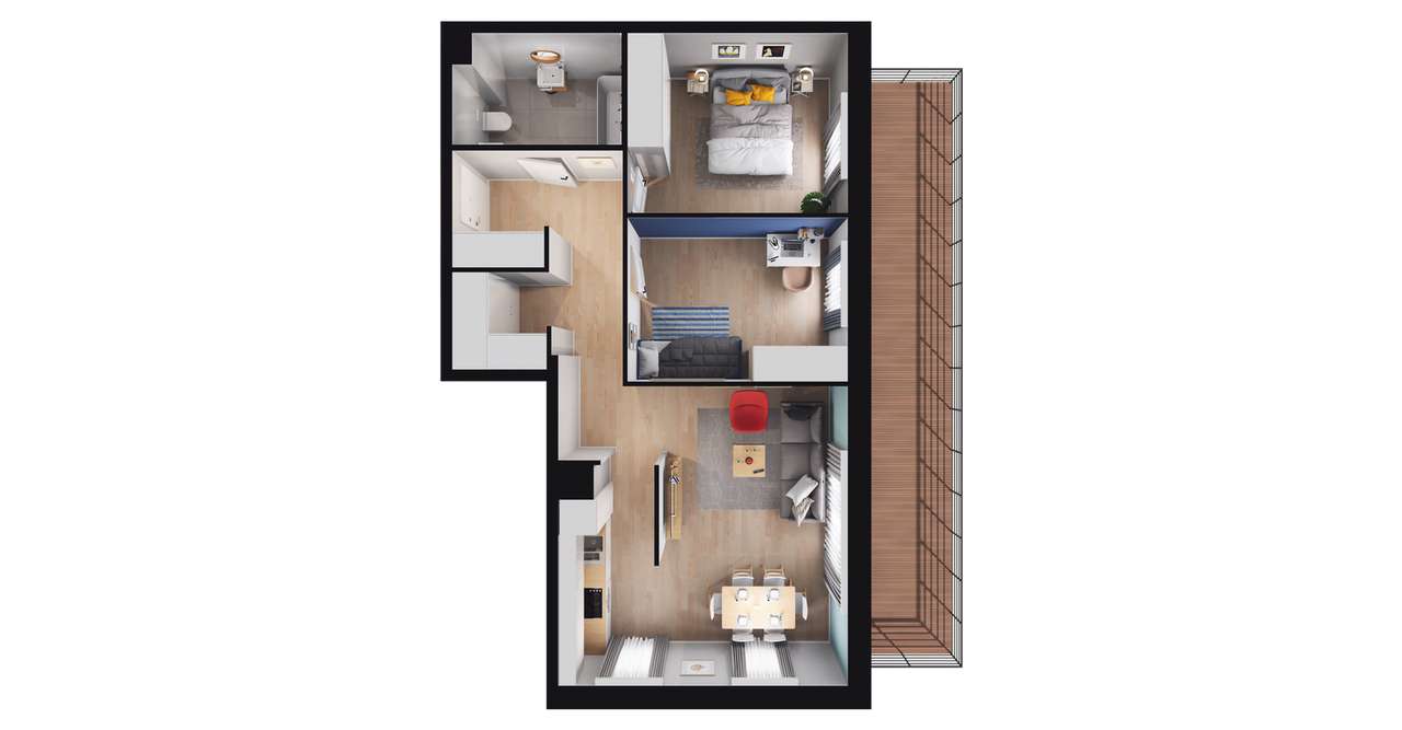 3-pokojowe mieszkanie 59m2 + balkon Bez Prowizji - Pełny obrazek: 2/7