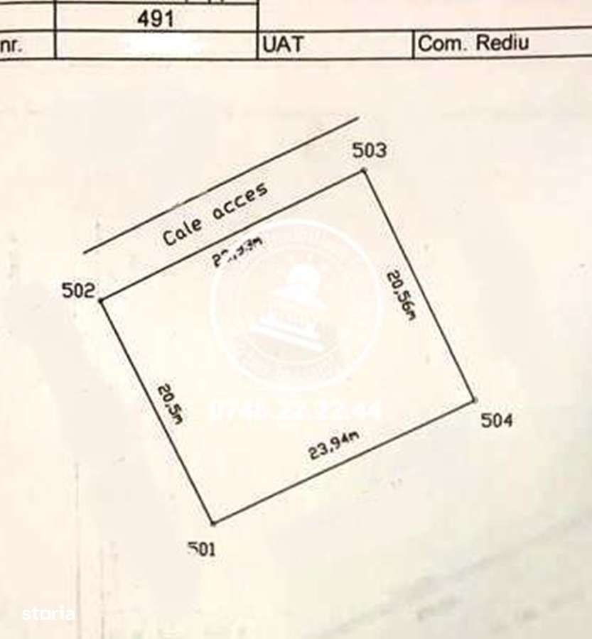 Teren intravilan 490mp,acces soseaua Rediu,autorizatie de constructie - Imagine principală: 4/4