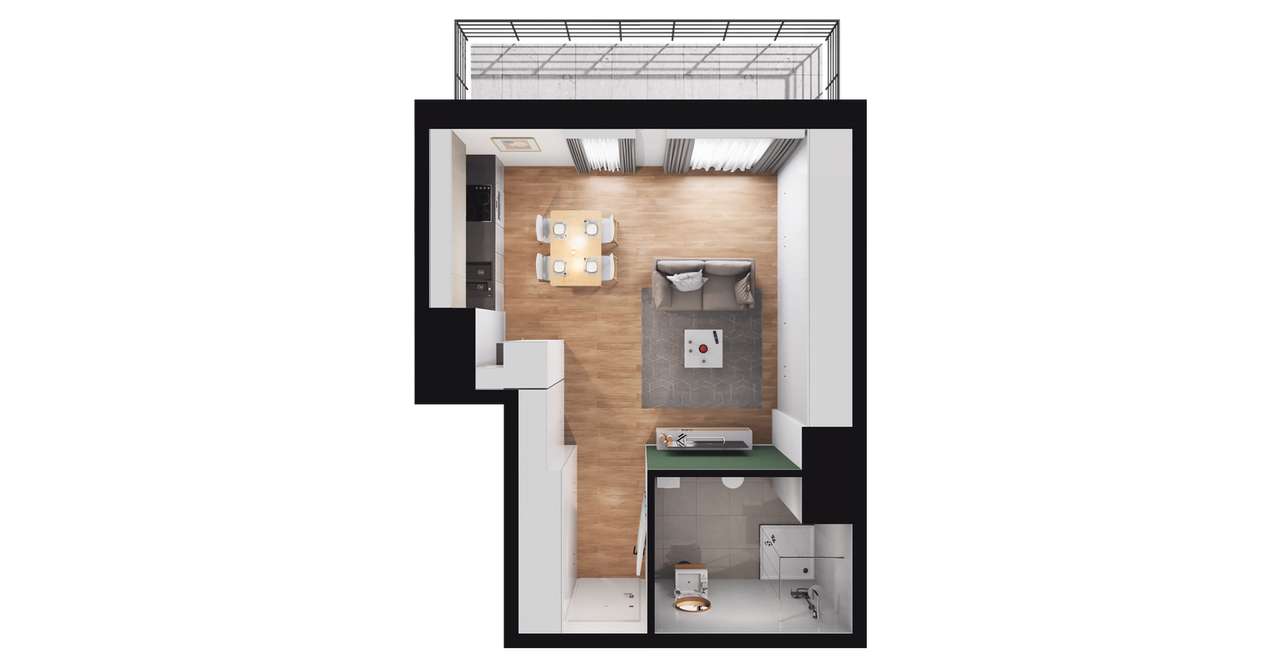 1-pokojowe mieszkanie 33m2 + loggia Bez Prowizji - Pełny obrazek: 2/8