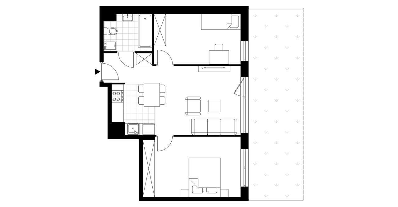 3-pokojowe mieszkanie 53m2 + ogródek - Pełny obrazek: 3/8