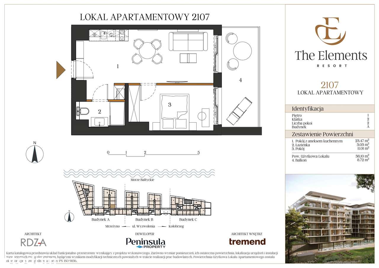 The Elements Resort | apartament 2-pok. | 2107 - Pełny obrazek: 2/7