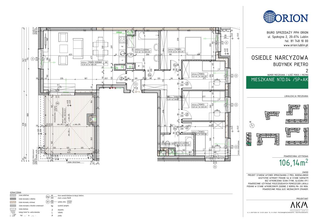 5-pokojowe mieszkanie 106m2 + taras Bezpośrednio - Pełny obrazek: 2/7