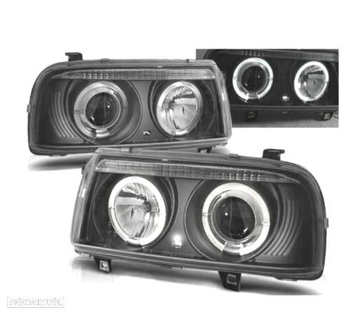 FARÓIS ANGEL EYES CCFL LUZ DIURNA PARA VOLKSWAGEN VW VENTO 92-98 FUNDO PRETO - 3