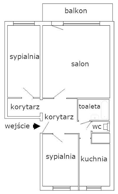 Mieszkanie 3 pokoje, 63,2m2, II p., Paderewskiego