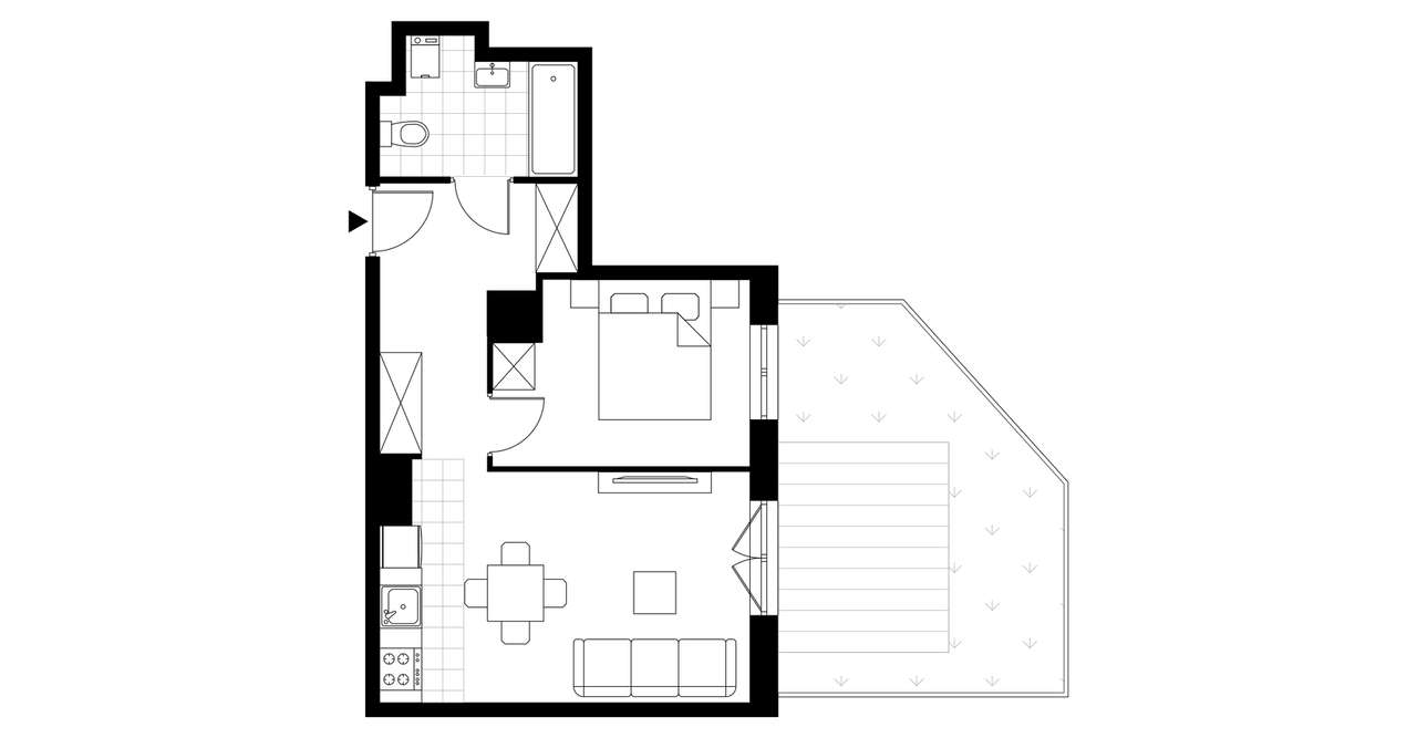 2-pokojowe mieszkanie 38m2 + ogródek Bezpośrednio - Pełny obrazek: 3/8
