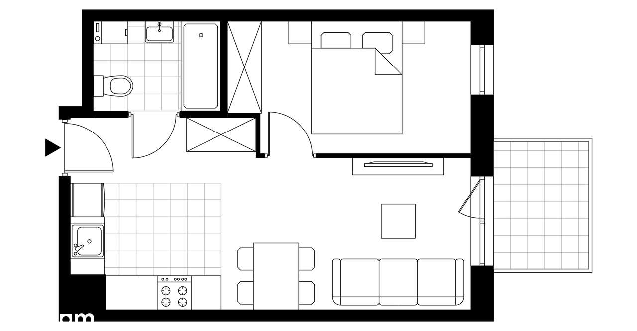 2-pokojowe mieszkanie 41m2 + balkon Bez Prowizji - Pełny obrazek: 3/8