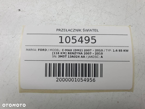 PRZEŁACZNIK ŚWIATEŁ 3M5T 13A024 AA FORD C-MAX EU - 6