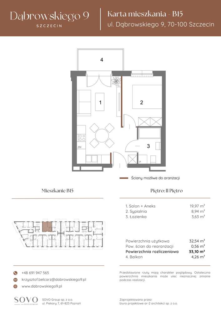 Dąbrowskiego 9 | mieszkanie 1-pok. | B15 - Pełny obrazek: 2/7
