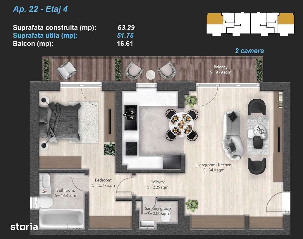 Apartament 2 Camere cu Terasa | Militari Metrou Pacii | AC BONUS - Imagine principală: 5/23