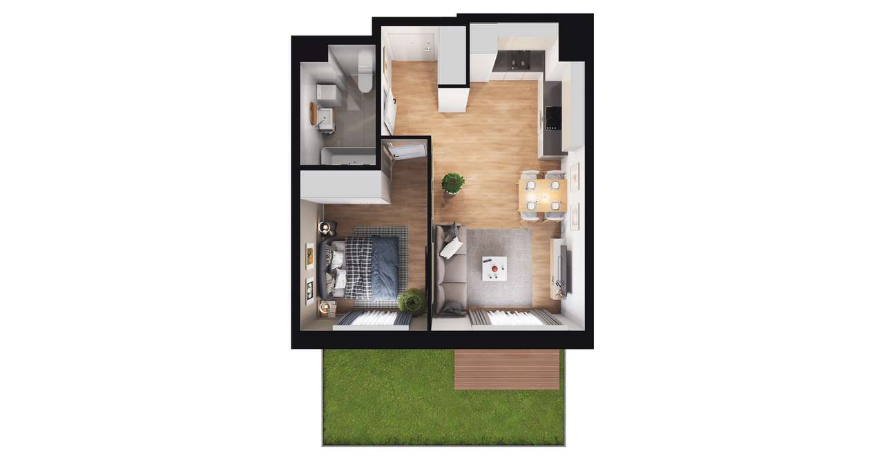 2-pokojowe mieszkanie 37m2 + ogródek Bezpośrednio - Pełny obrazek: 2/8