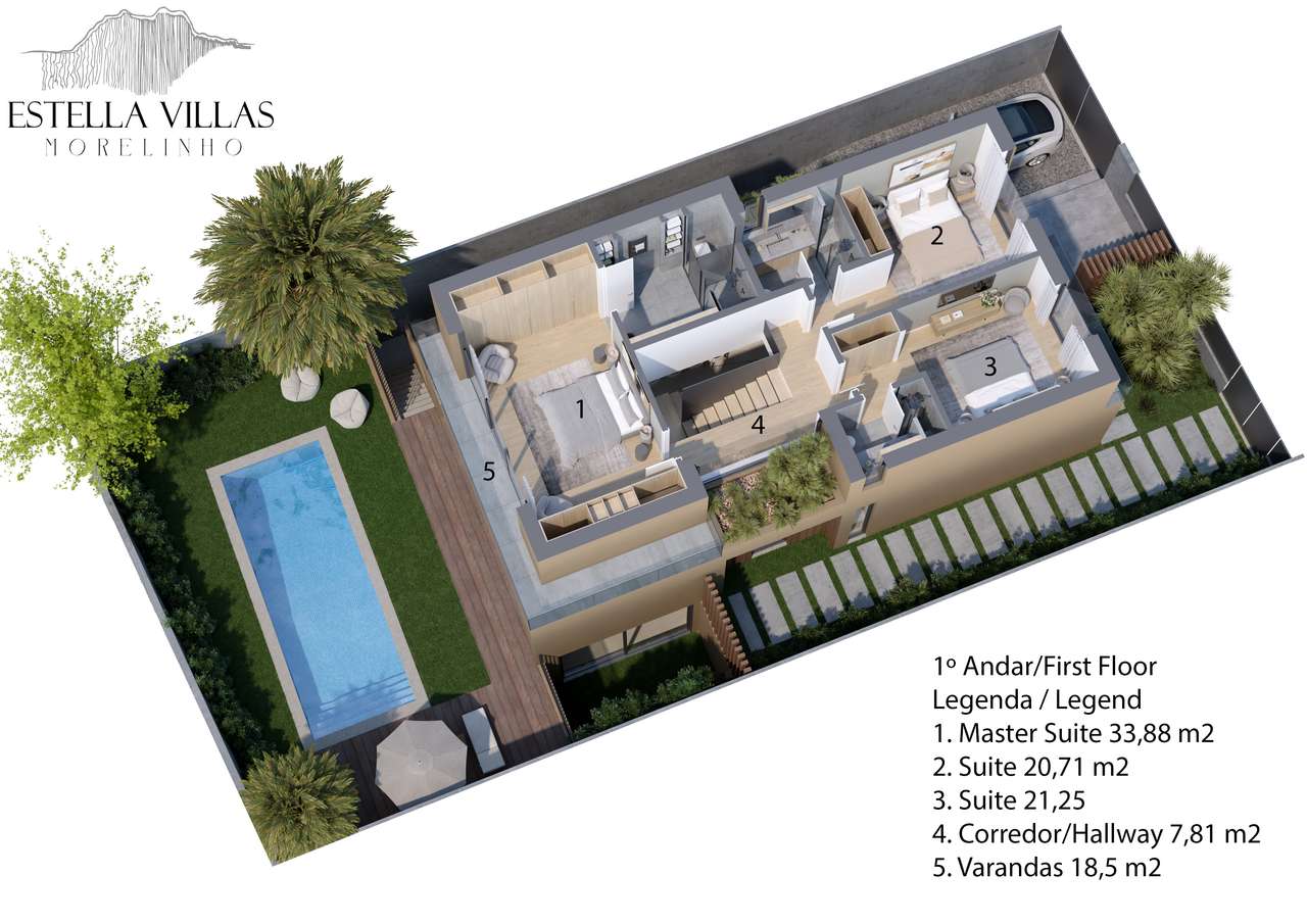 Moradia T4 com piscina, garagem e vista jardim e serra-42