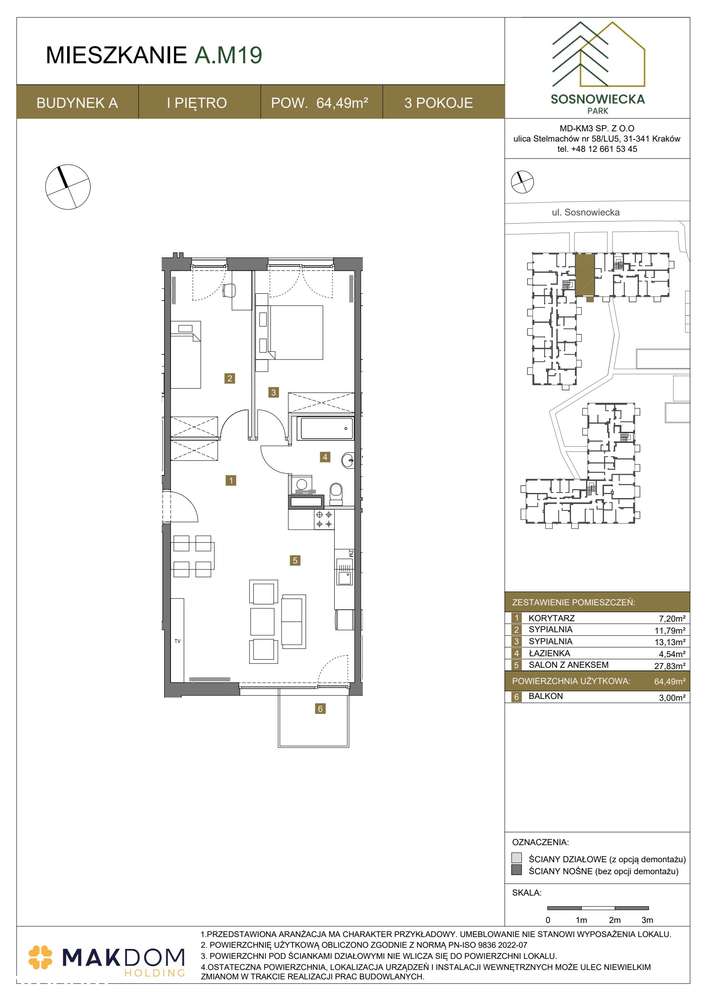 3-pokojowe mieszkanie 64m2 + balkon - Pełny obrazek: 2/7