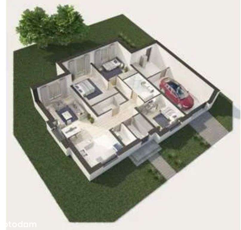 Dom parterowy wolnostojący z garażem i ogrodem na dużej działce !!! - Pełny obrazek: 2/5