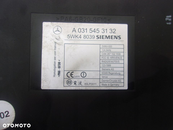 MERCEDES W220 MODUŁ KEYLESS A0315453132 - 2